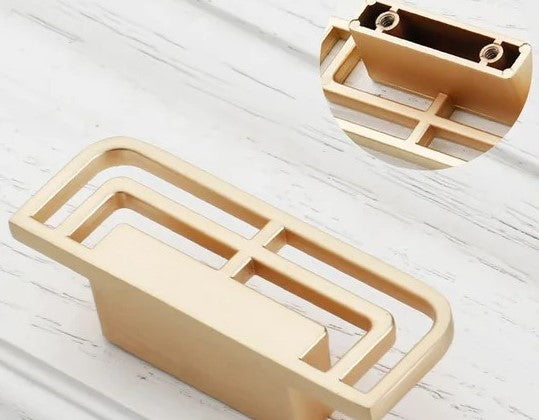 Decorex360 6 Pack Modern Geometric Cabinet Handles Black and Gold Drawer Pulls