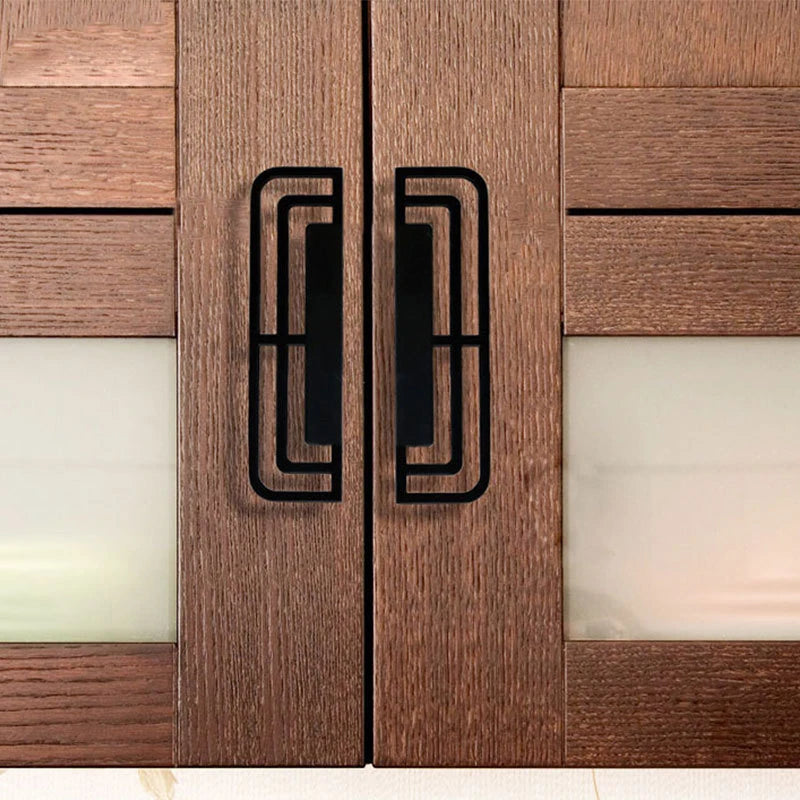 Decorex360 6 Pack Modern Geometric Cabinet Handles Black and Gold Drawer Pulls
