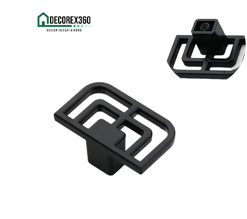 Decorex360 6 Pack Modern Geometric Cabinet Handles Black and Gold Drawer Pulls