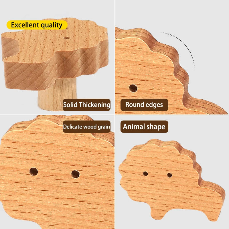 Decorex360 10-Pack Beech Wood Animal Drawer Knobs Nursery & Kids Room Decor