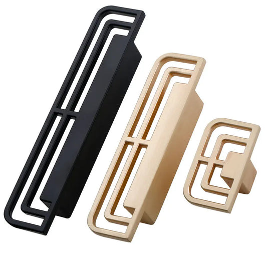 Decorex360 6 Pack Modern Geometric Cabinet Handles Black and Gold Drawer Pulls