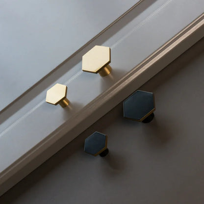 Decorex360 10 Pc Gold Mini Hexagon Handles Black Zinc Alloy Drawer Pulls & Knobs