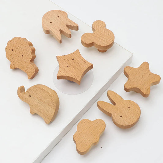 Decorex360 10-Pack Beech Wood Animal Drawer Knobs Nursery & Kids Room Decor