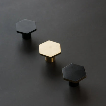 Decorex360 10 Pc Gold Mini Hexagon Handles Black Zinc Alloy Drawer Pulls & Knobs