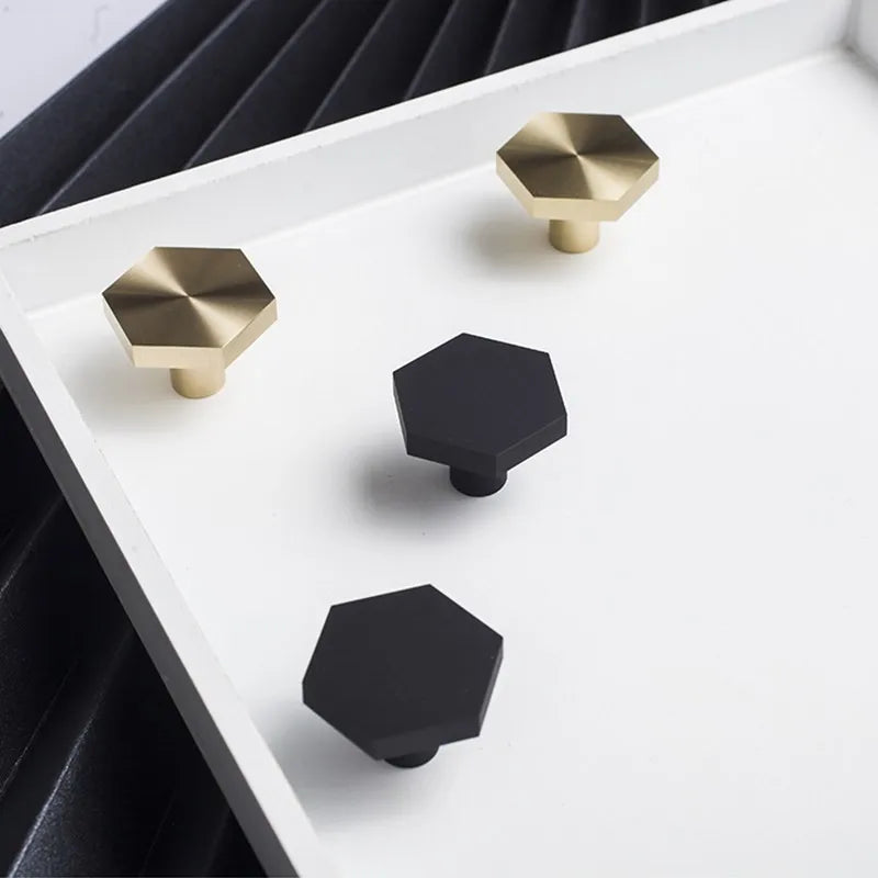 Decorex360 10 Pc Gold Mini Hexagon Handles Black Zinc Alloy Drawer Pulls & Knobs